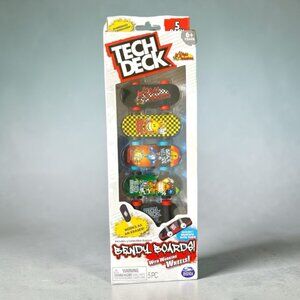 Tech Deck Bendy Boards 5 Pack Rubberized Fingerboards w/ Working Wheels NEW